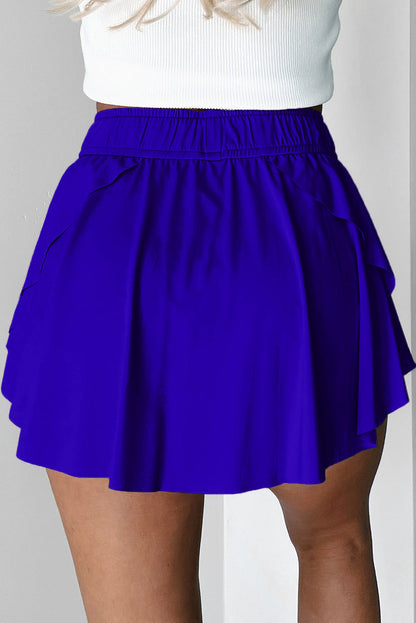 Drawstring Elastic Waistband Lined Tennis Skorts