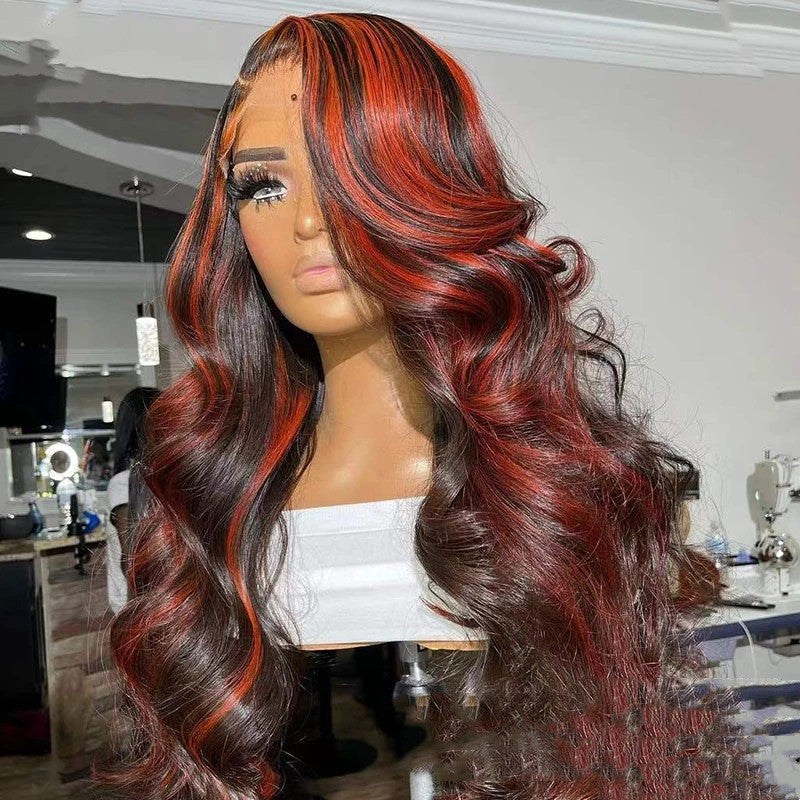 Burgundy Highlight Lace Frontal Wigs