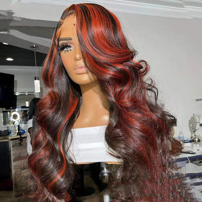 Burgundy Highlight Lace Frontal Wigs