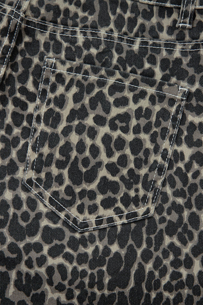 Leopard High Waist Barrel Jeans