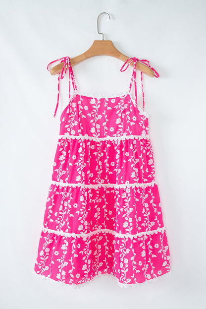 Floral Ric-Rac Patch Sleeveless Mini Dress