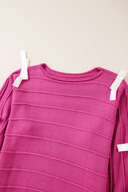 Bow Cut-Out Round Neck Sweater