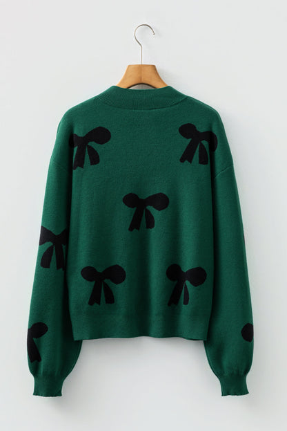 Bow Pearl Embellished Drop Shoulder Sweater