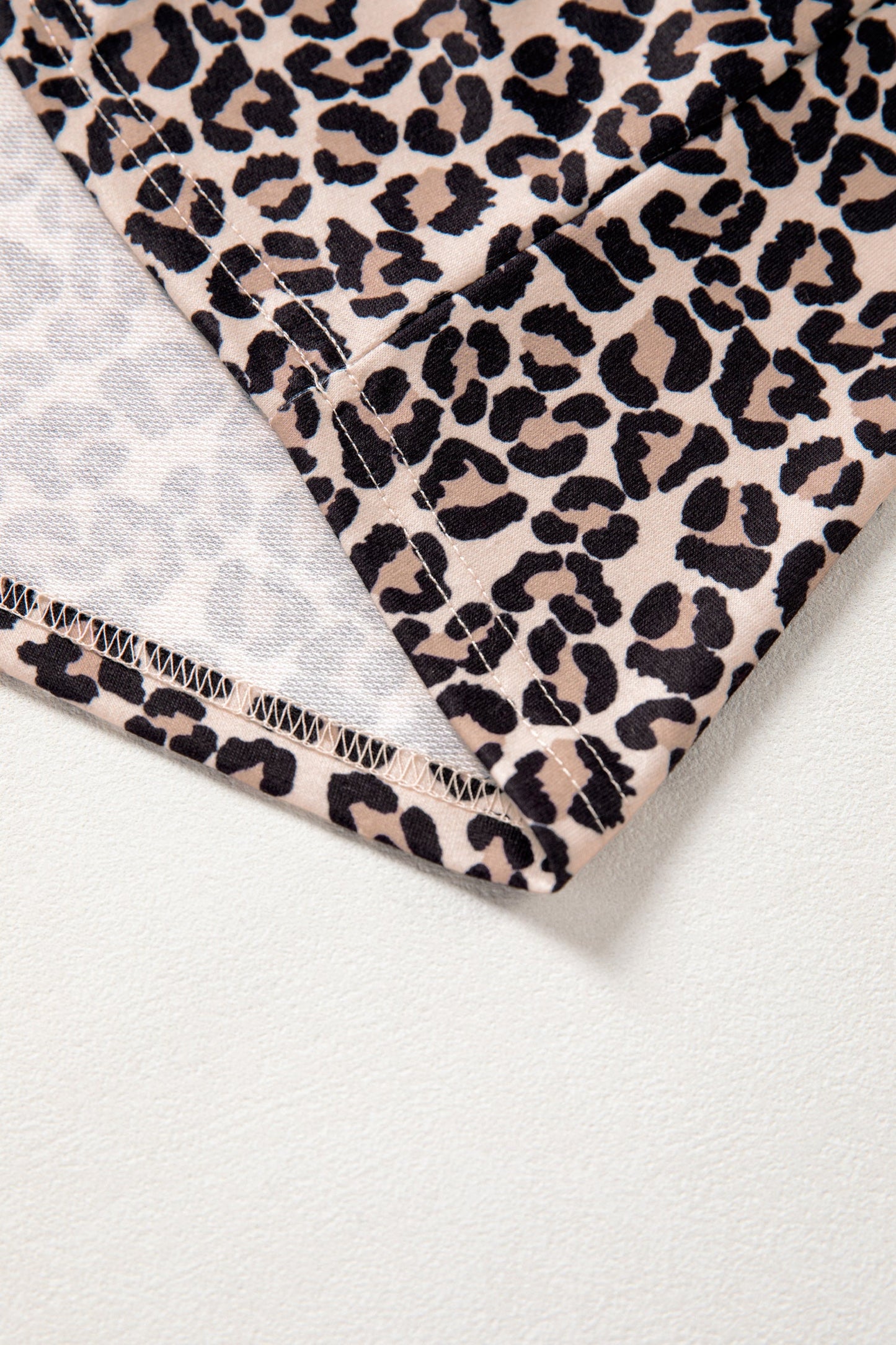 Leopard Half Zip Stripe Short Sleeve Top