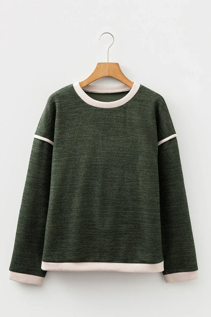 Contrast Trim Knit Drop Shoulder Top