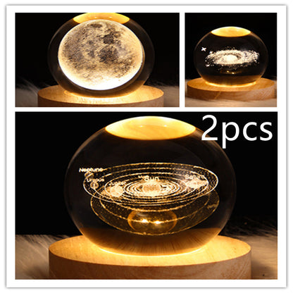 LED Galaxy Crystal Ball 3D Moon Lamp