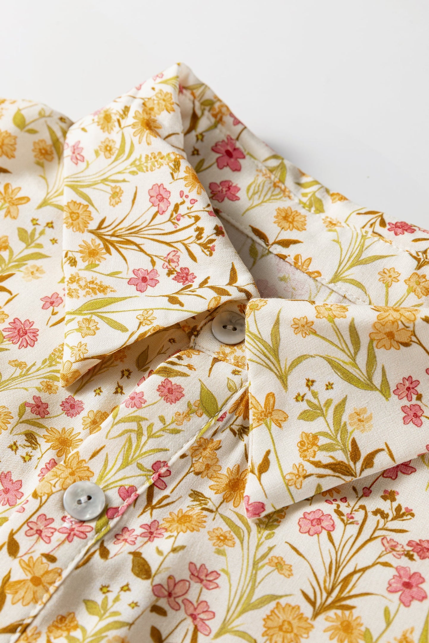 Floral Frilly Trim Smocked Cuff Dress