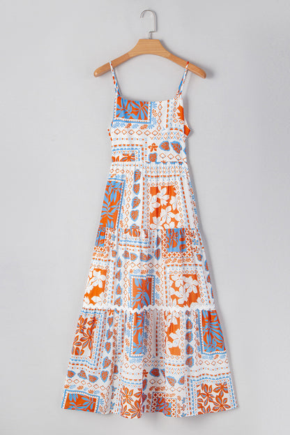 Floral Ricrac Trim Spaghetti Strap Maxi Dress