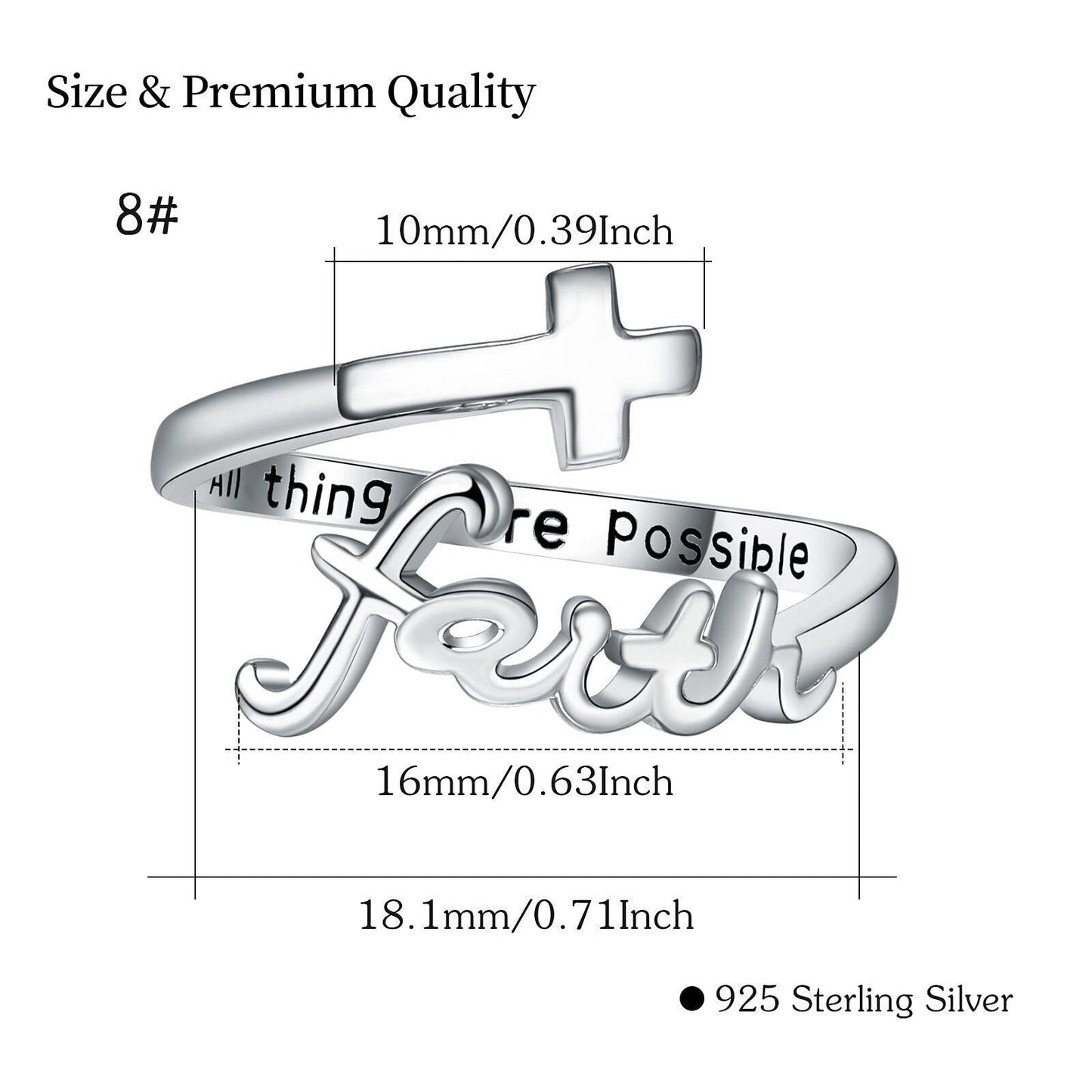 925 Sterling Silver Faith Cross Ring