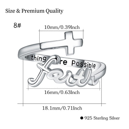 925 Sterling Silver Faith Cross Ring