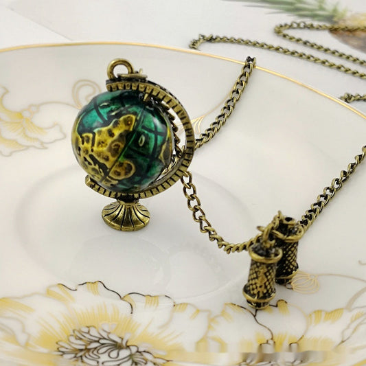 Telescope Earth Sweater Chain Necklace