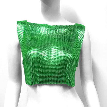 Women's Metal Sequins Top Sweet And Spicy Style Vest