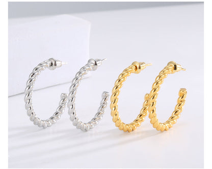 Thread Twist C-Shaped Earrings