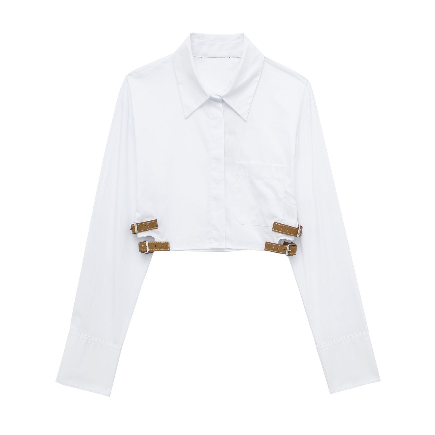 European And American Style Waistband Lapel Windbreaker Fabric Short Shirt