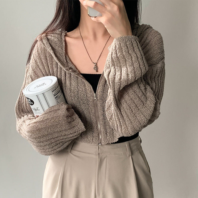 Fashion Solid Color Sweater Coat For Women