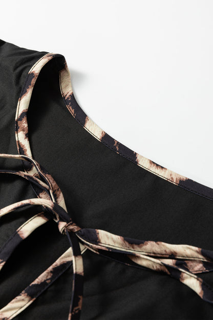 Plus Size Leopard Tie-Neck Mini Dress