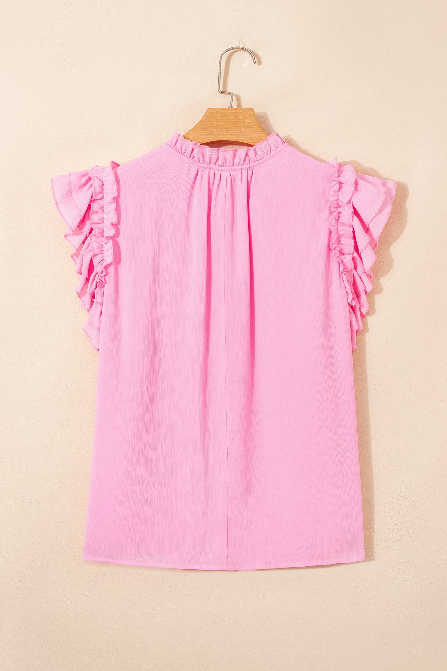 Plus Size Tassel Tie V-Neck Ruffle Blouse