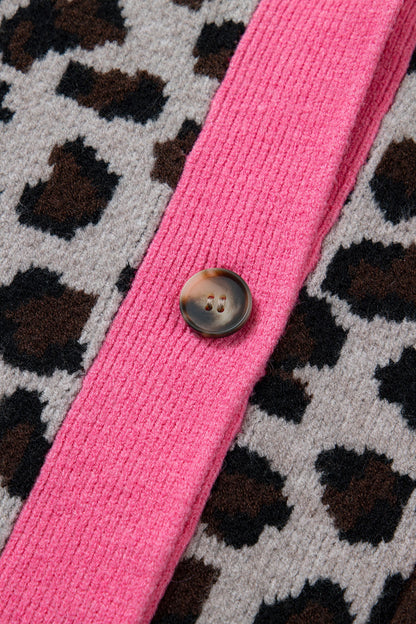 Colorblock Oversize Cardigan with Button-Down Detail