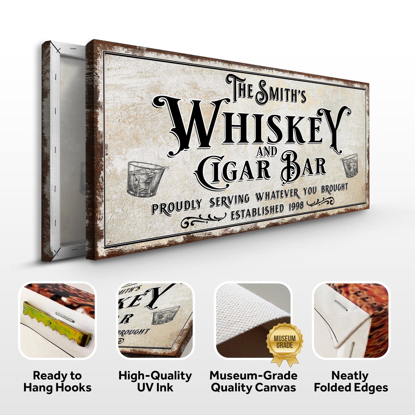 Personalized Whiskey and Cigar Bar Sign