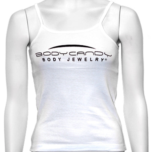 Ladies White Spaghetti Strap Body Candy Body Jewelry Tank Top