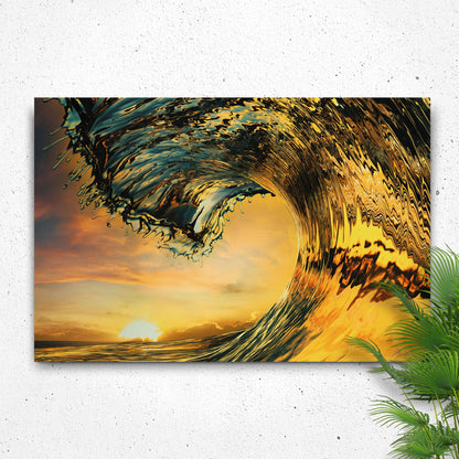 Sunset Ocean Wave Canvas Wall Art