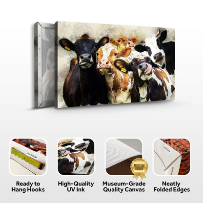 Cows Cattle Portrait Canvas Wall Art