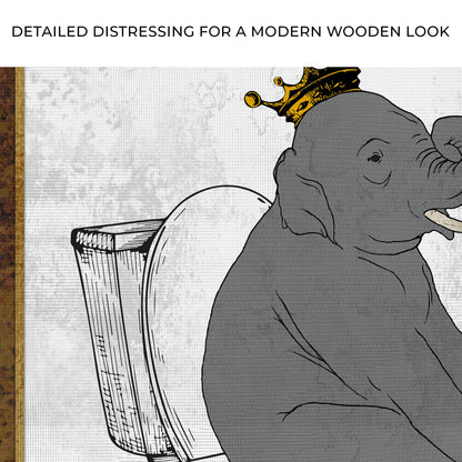 King Elephant On Toilet Canvas Wall Art