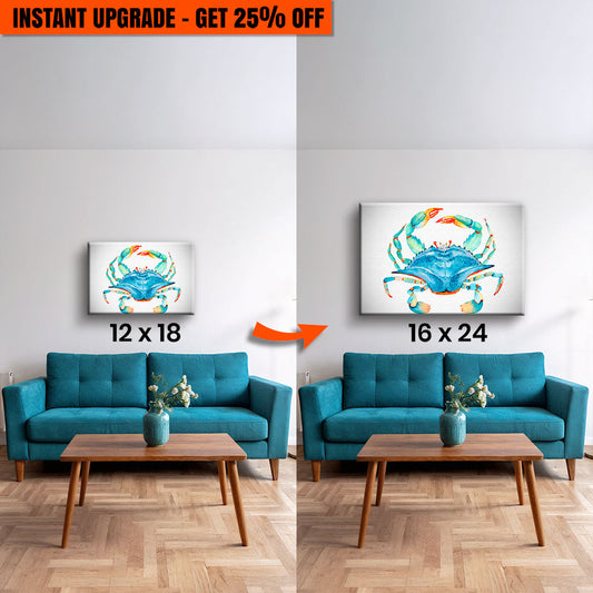 Upgrade Your 24x16 Inches 'Crab Watercolor' Canvas To 36x24 Inches