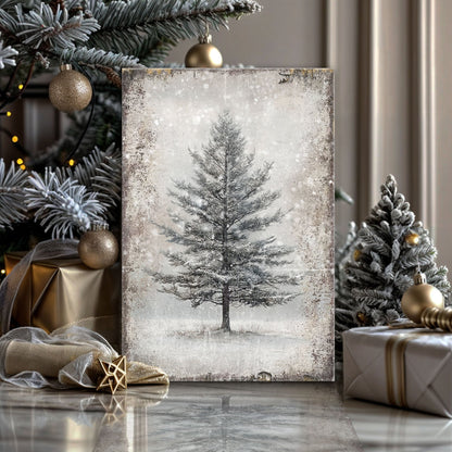 Vintage Christmas Tree Wall Art with Free Christmas Recipe Book