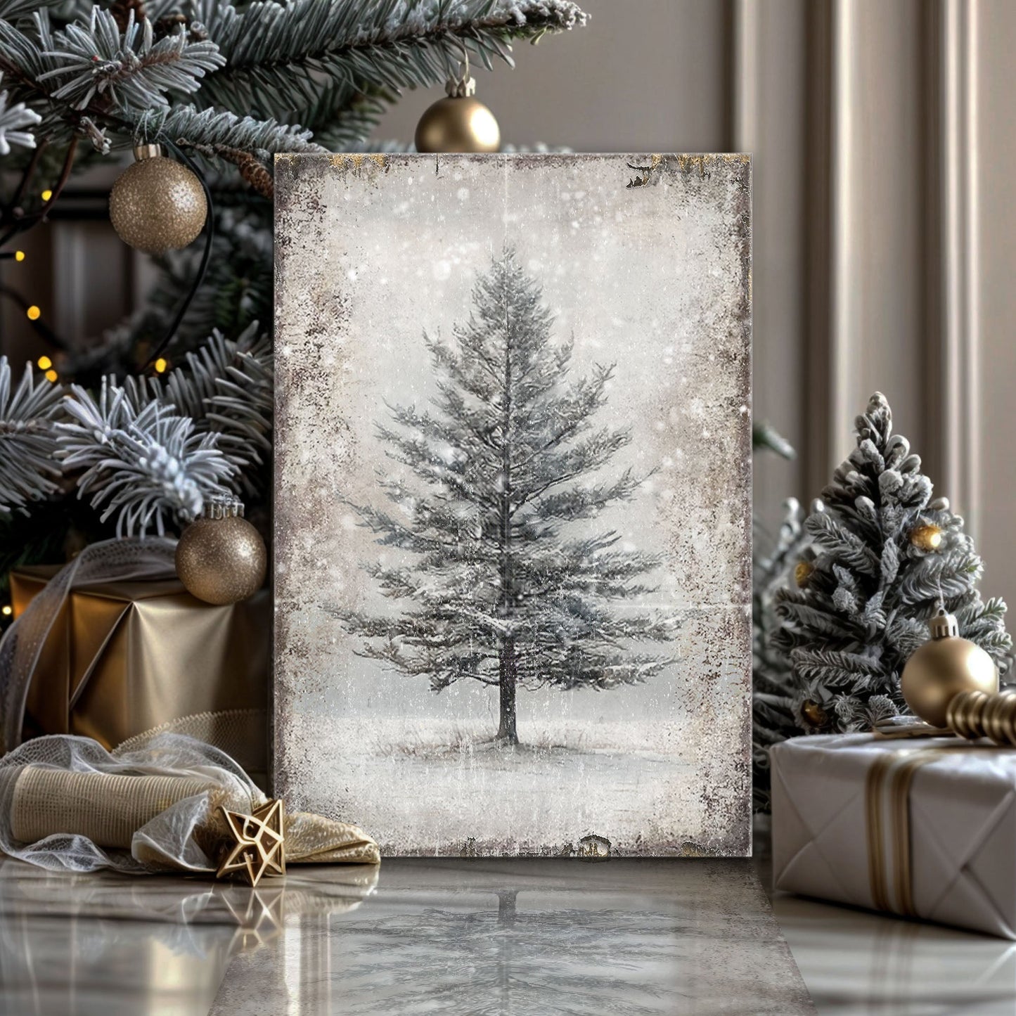 Vintage Christmas Tree Wall Art X