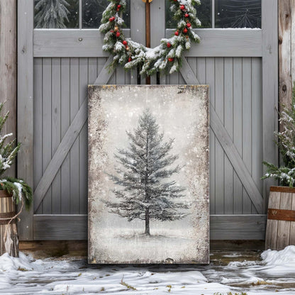 Vintage Christmas Tree Wall Art with Free 100+ Christmas Print