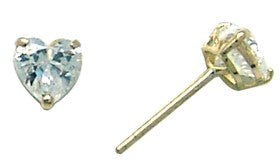 14k Yellow Gold .47ct Basket Set Heart CZ Stud Earrings