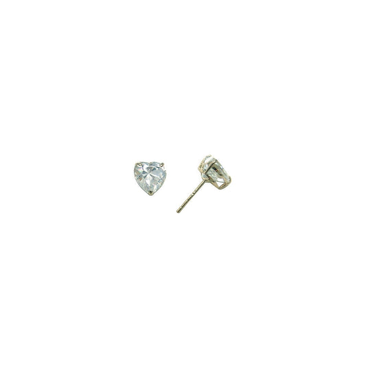 14k Yellow Gold .80ct Basket Set Heart CZ Stud Earrings
