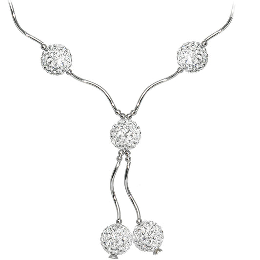 Sterling Silver Clear Crystal Ball Drop Necklace