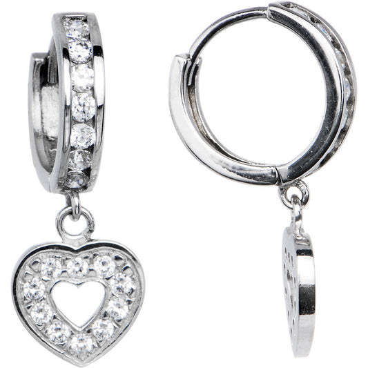 Sterling Silver CZ Sweetheart Huggy Earrings