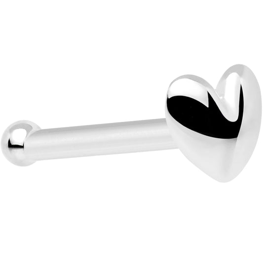 Solid 14K White Gold Heart Nose Bone