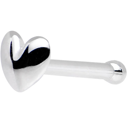 Solid 14K White Gold Heart Nose Bone