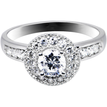 Sterling Silver Round Cubic Zirconia Ring -.80 ct tw