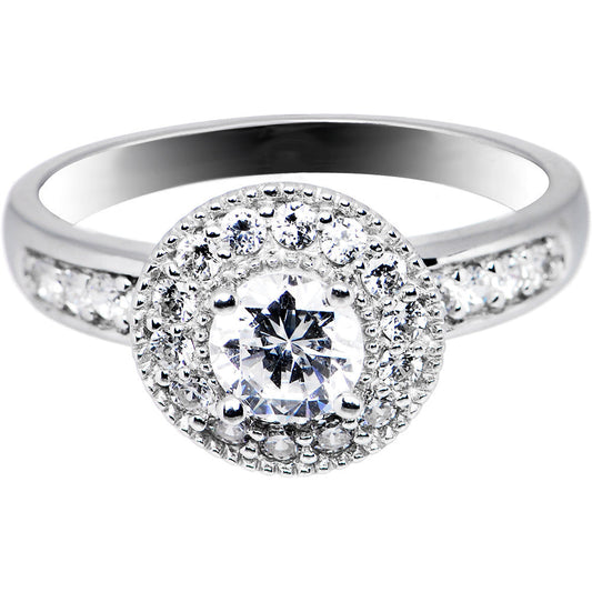Sterling Silver Round Cubic Zirconia Ring -.80 ct tw