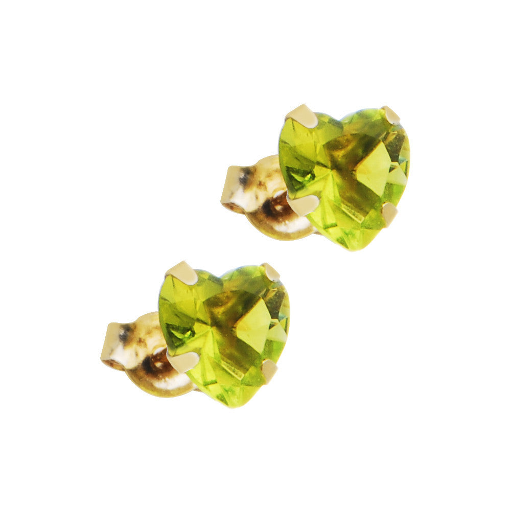 14k Yellow Gold .47 Carat CZ Heart August Birthstone Earrings