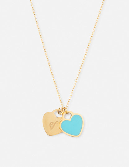 Blue Enamel Heart Logo Necklace