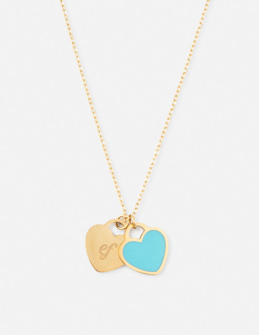Blue Enamel Heart Logo Necklace