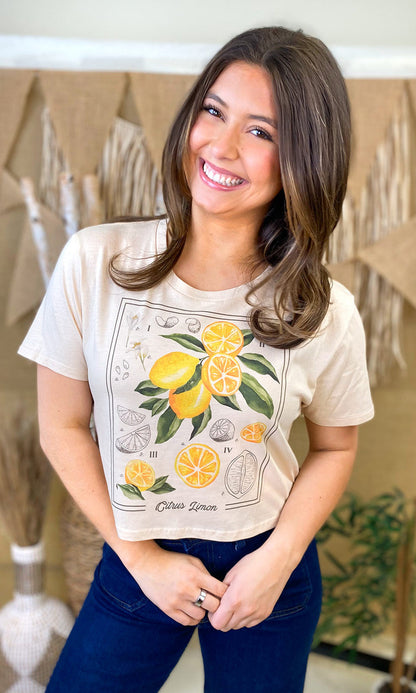 Botanical Fruit Graphic Crop Top T-Shirt