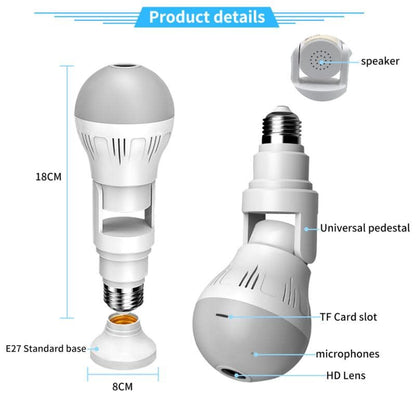 360° Panoramic Hidden Light Bulb Wifi Camera