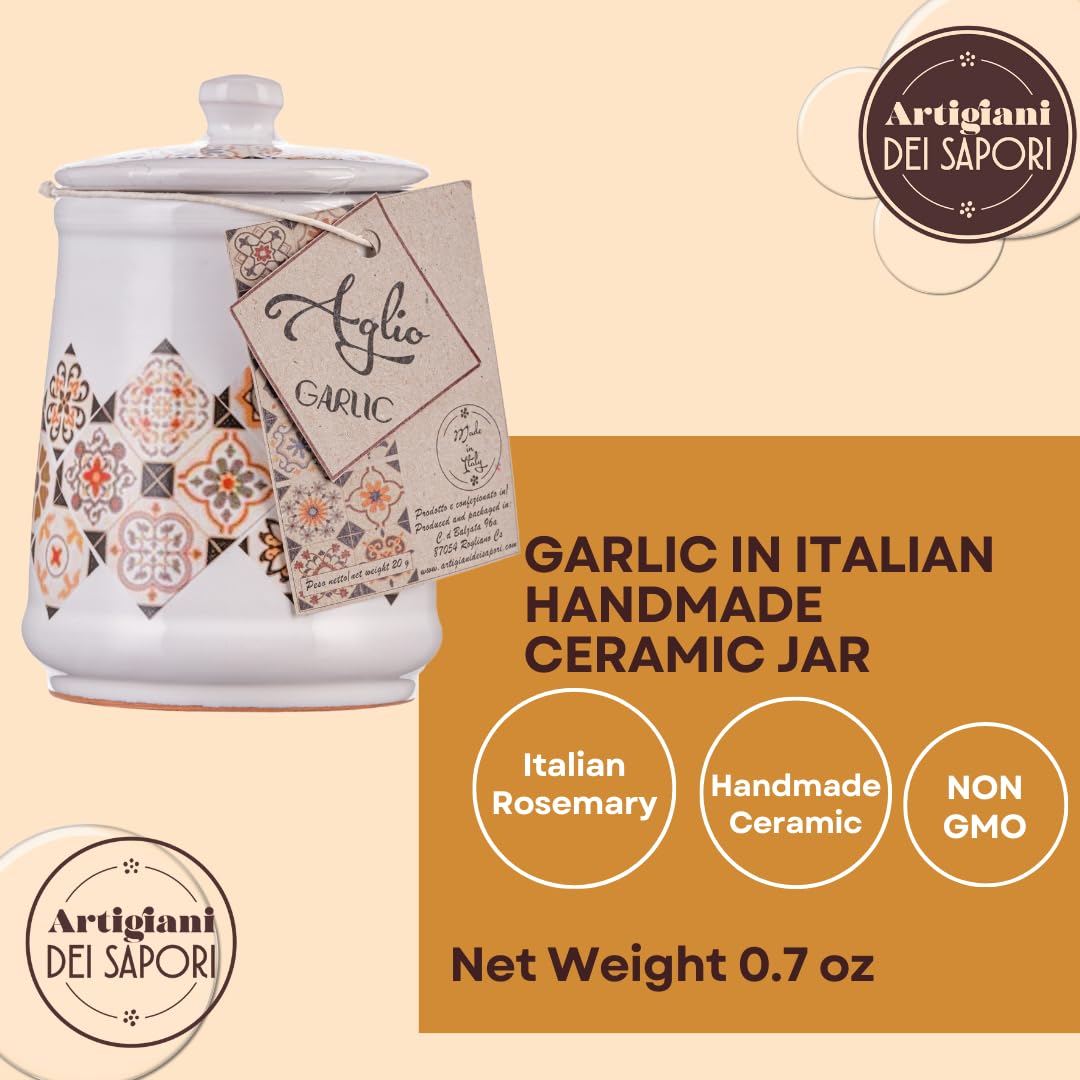 Artigiani dei Sapori, Italian Dried Garlic in Ceramic, 0.7oz, (19g)