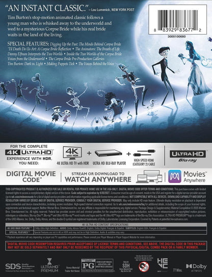 Tim Burton's Corpse Bride - Limited Edition Steelbook (4K UHD + Digital Copy)