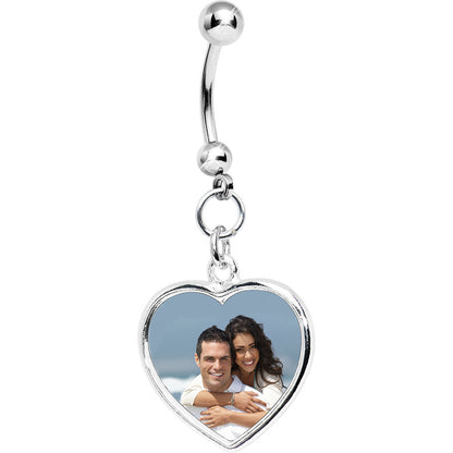 Full Color Heart Custom Photo Belly Ring