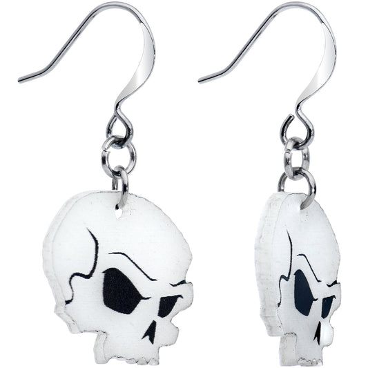 Creepy Skull Glow in the Dark Halloween Fishhook Dangle Earrings