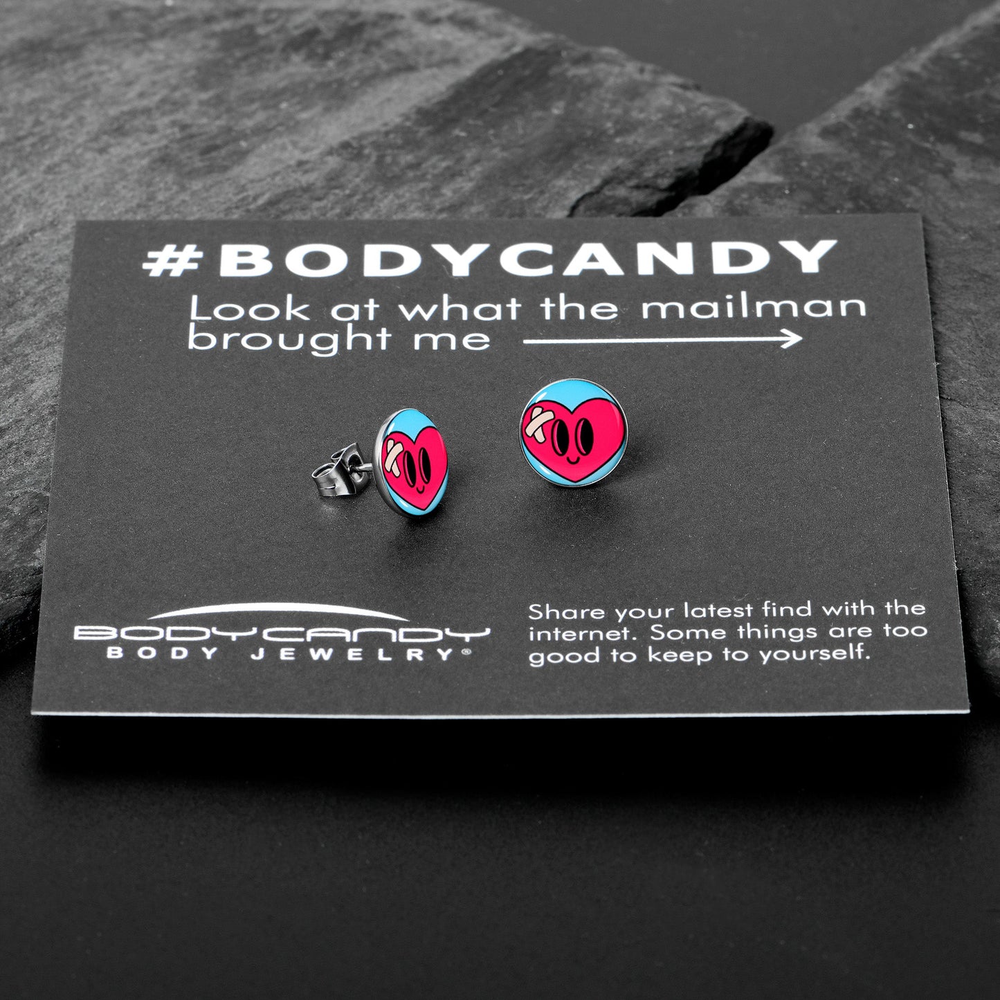 Heartbreak Bandaged Heart Stud Earrings by Onyx O