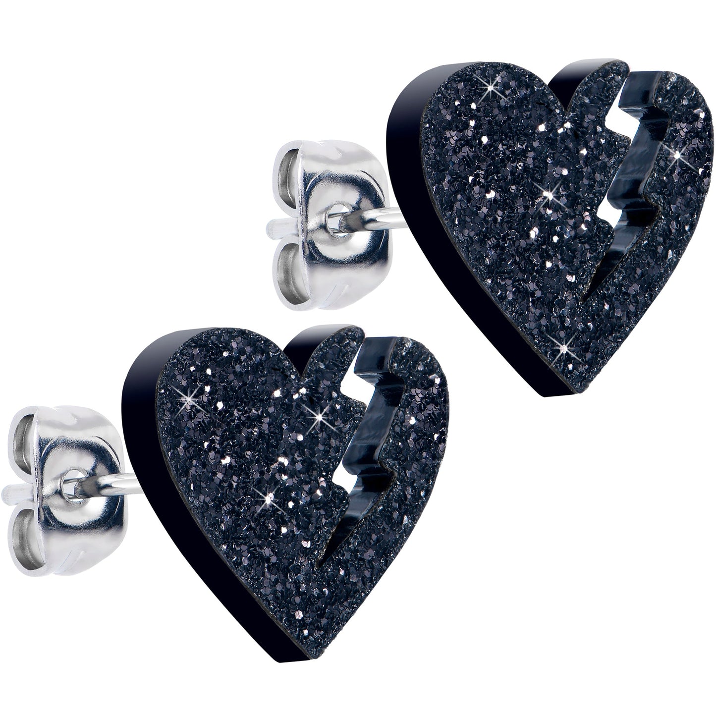 Glitter Heartbreaker Broken Heart Stud Earrings